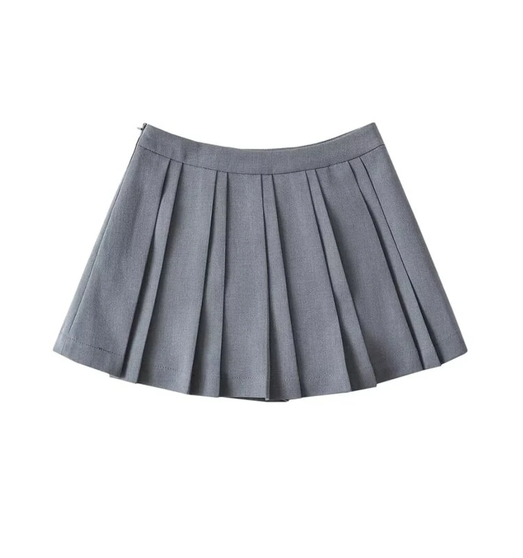

Slimming High Waist Pleated Skirt Fake Two-Piece ort Skirt Versatile College Sle Wide And Narrow Design 2023 New Wom...