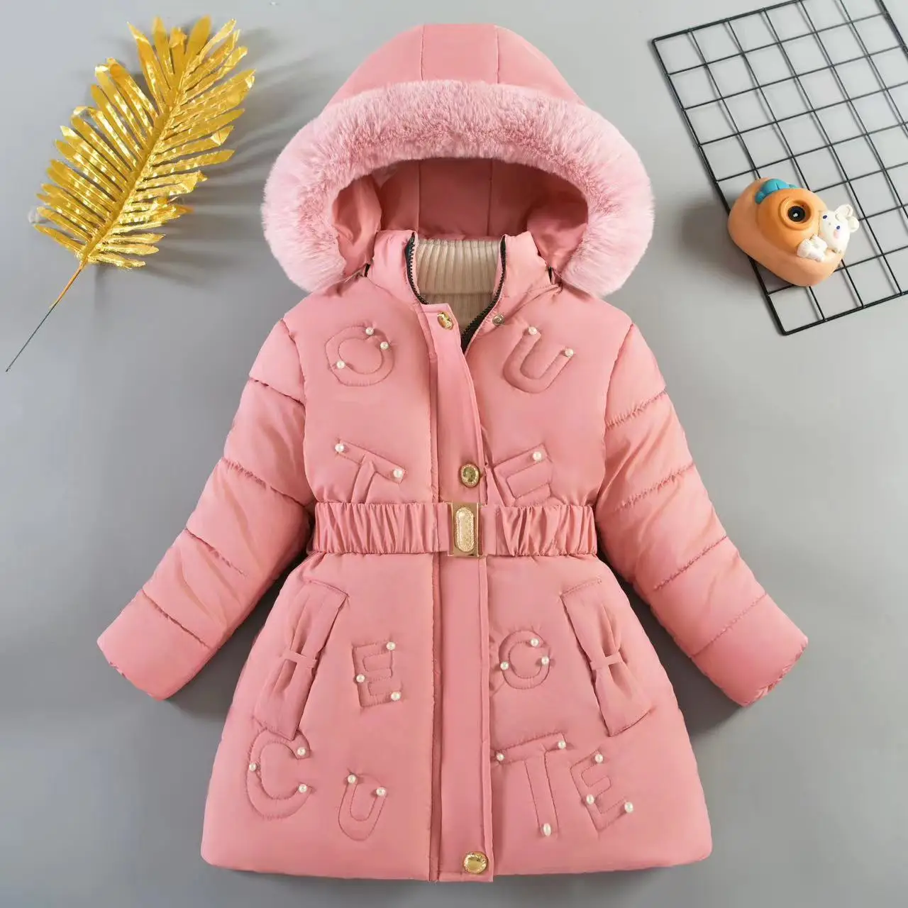 Girls winter coat with cashmere thickened foreign style  clothes girls winter fashion cotton-padded clothes 2024 new model