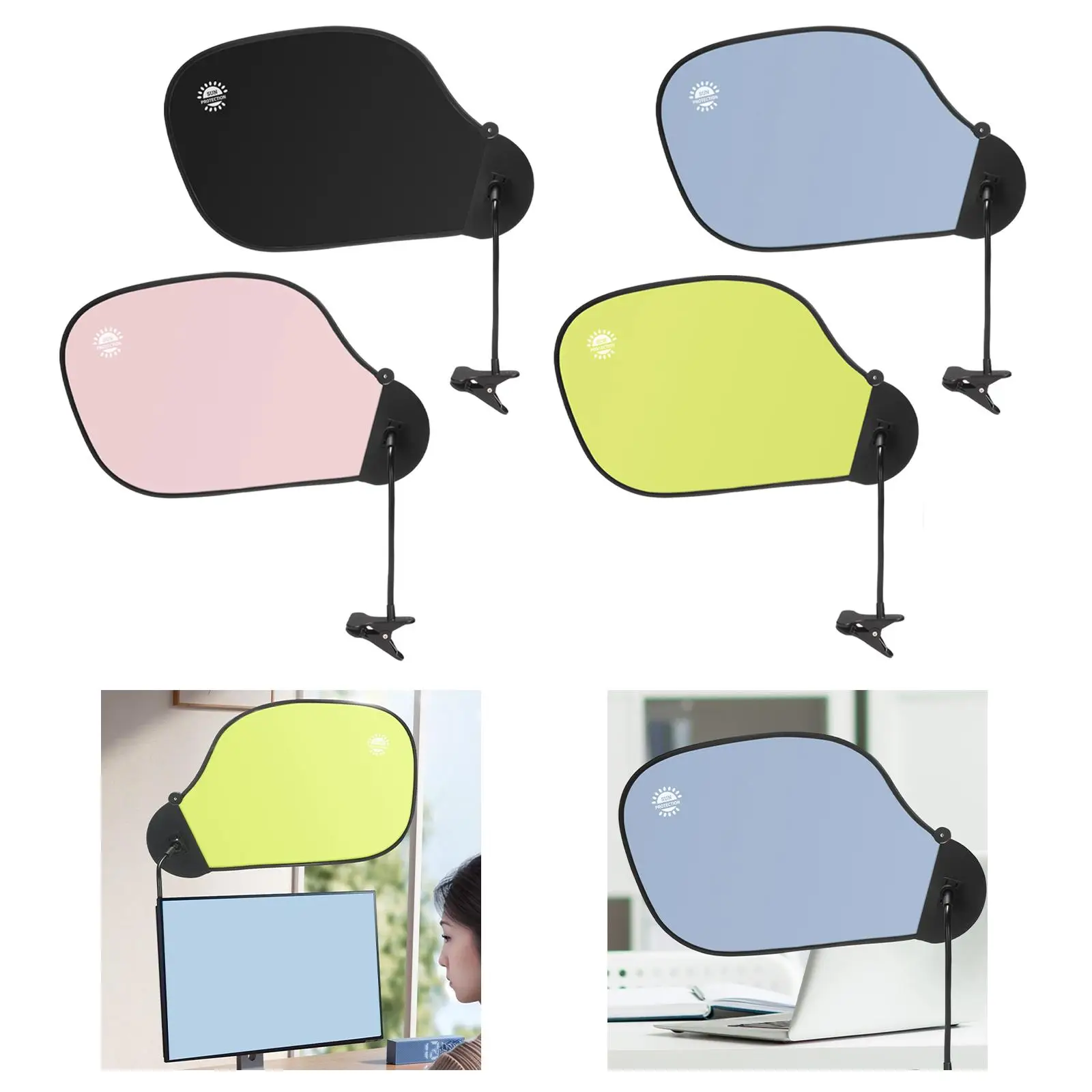 Office Computer Screen Light Shield with Clamp Portable Bendable Arm, Fully Adjustable Viewing Angles
