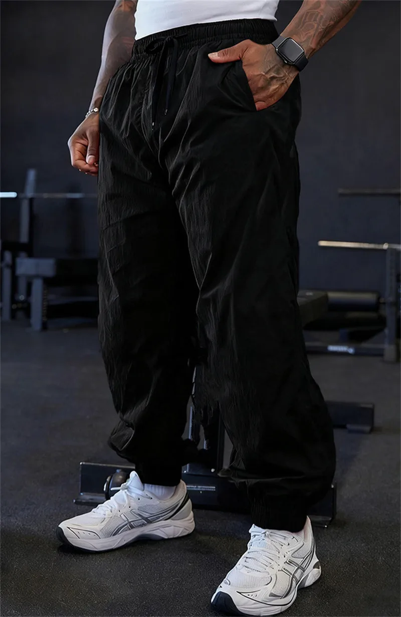 

Men's Drawstring Quick-drying Sports Casual Trousers Comfortable Straight Leg Trousers Outdoor Daily Training Men Fashion Pants