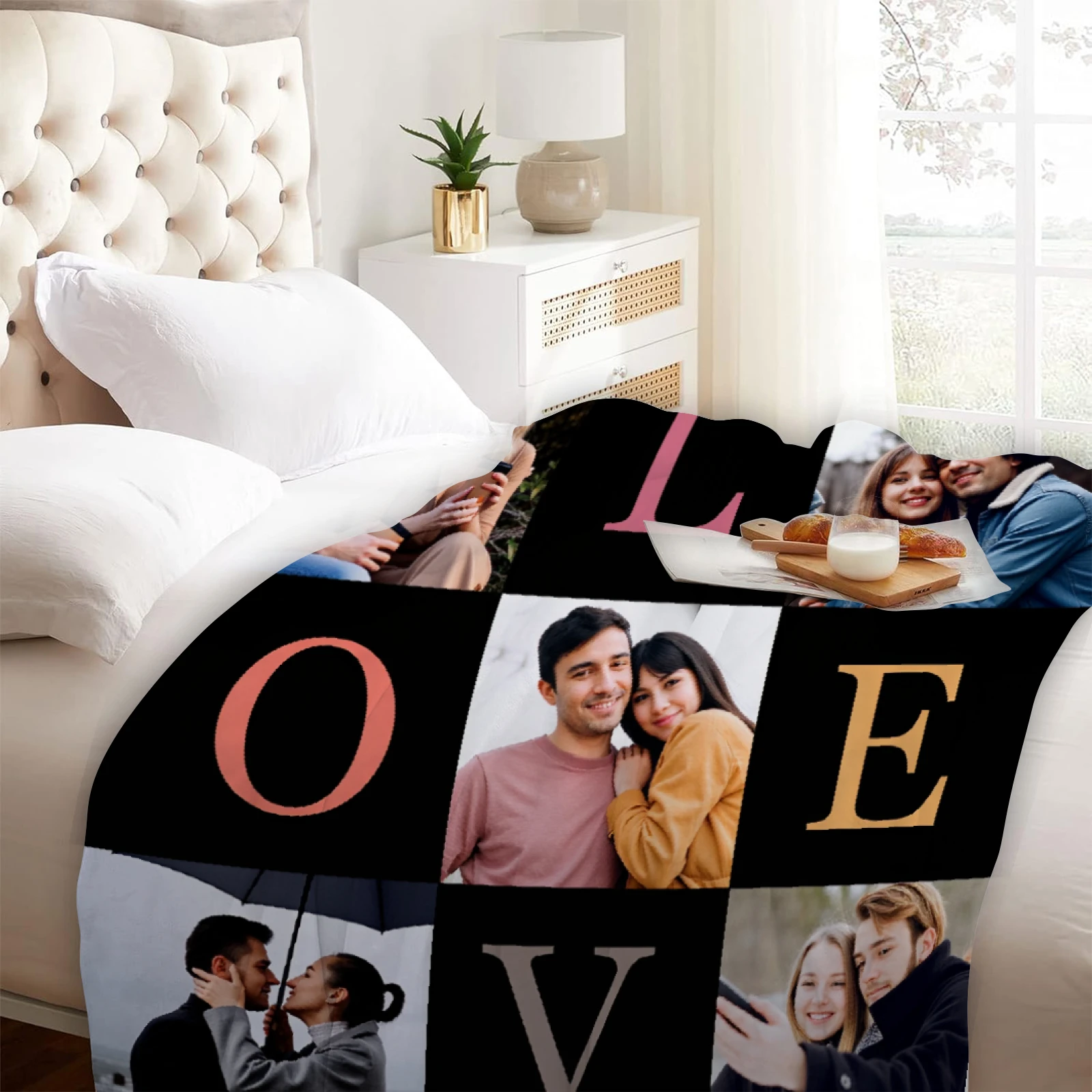 Custom Photo Flannel Blanket - Personalized Image Print, Soft & Cozy for All Seasons, Perfect Gift for Family & Friends