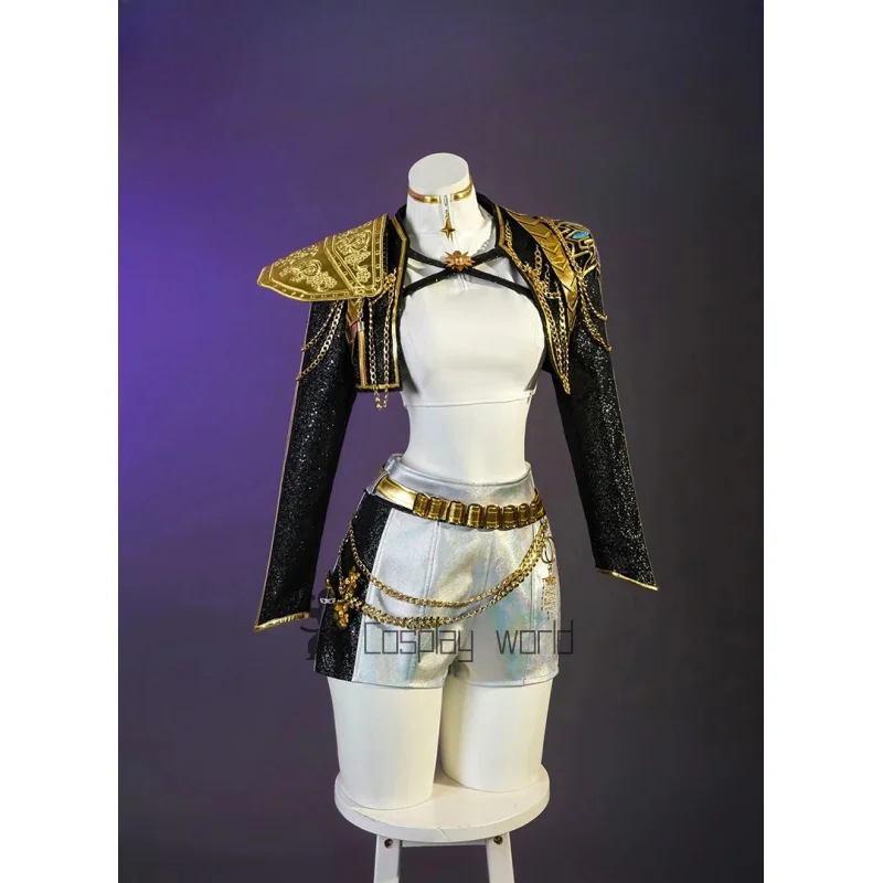 

KPop Demon Hunters Rumi Women Girls Cosplay Black Golden Singing Costume Anime Halloween Party Role Playing Outfit Suit