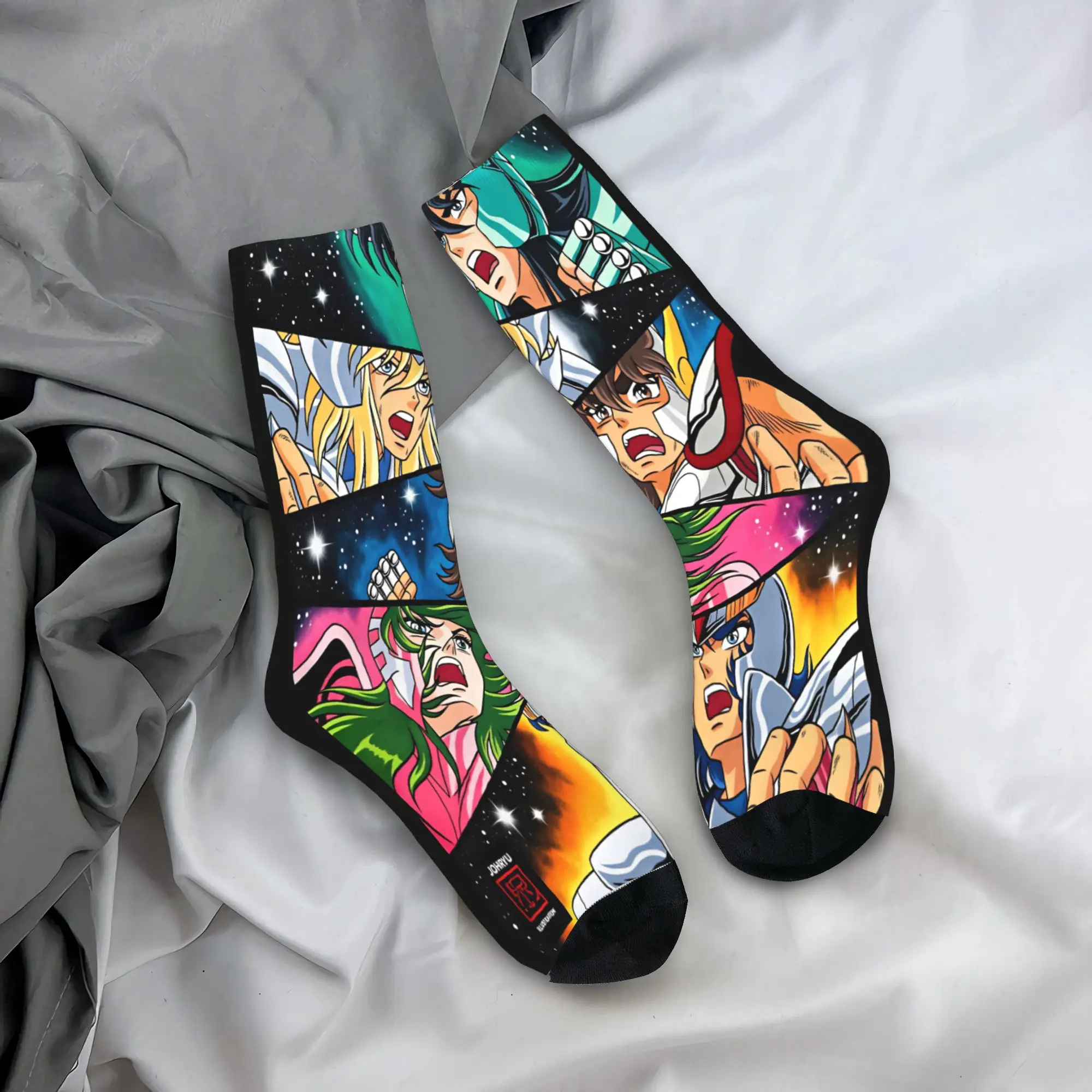 Saint Seiya Gold Saint  Socks  Design Stockings Non Skid Men Socks Soft Breathable Spring Elegant Running Sports Socks