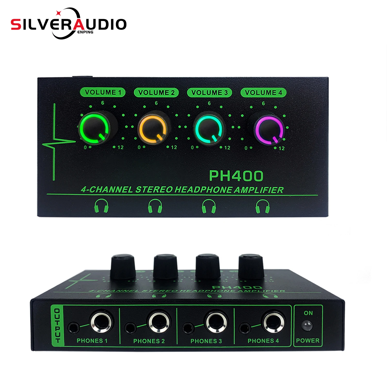 GAX-PH400 Mini 4-channel headphone distributor amplifier, stereo high fidelity sound effect, guitar, bass keyboard stage