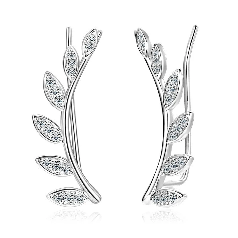 EMO-409 Lefei Fashion Trendy Classic Luxury Moissanite Design Leaf Wing Earrings For Charms Women Silver s925 Party Jewelry Gift