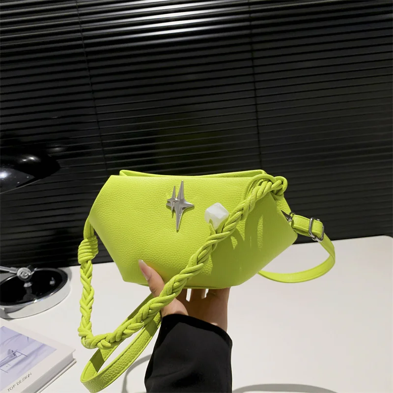 2024 New Fashion Women Green Pink PU Leather Underarm Ladies Prom Clutch borse a tracolla firmate alla moda borse e portamonete bianche