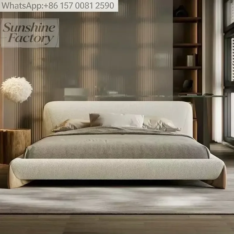 Modern Style Queen and King Size Bed Frame and Headboard Comfortable Upholstered Wooden Furniture for Home