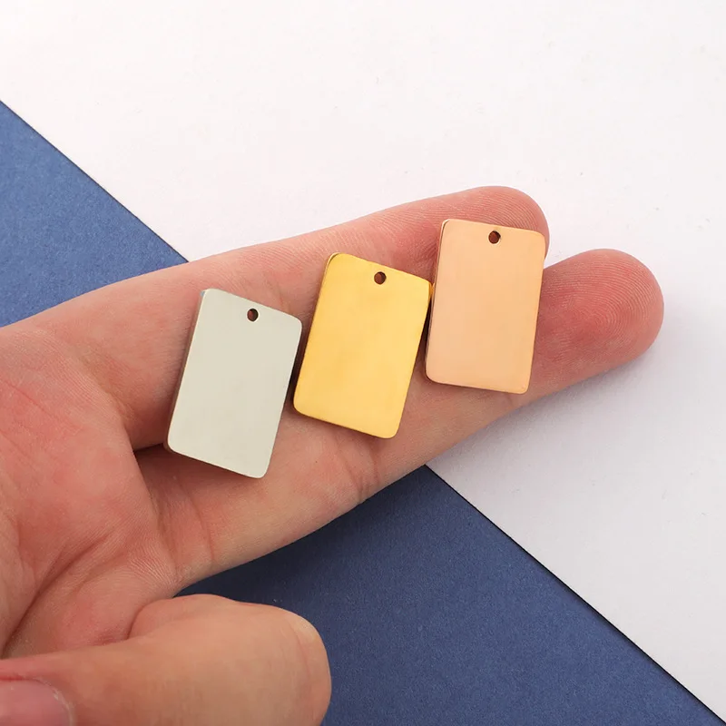 

30pcs/lot 15.2*22.2mm Gold/rose gold color Stainless steel Mirror Polish rectangle charm for DIY Necklace/Bracelet Handmade