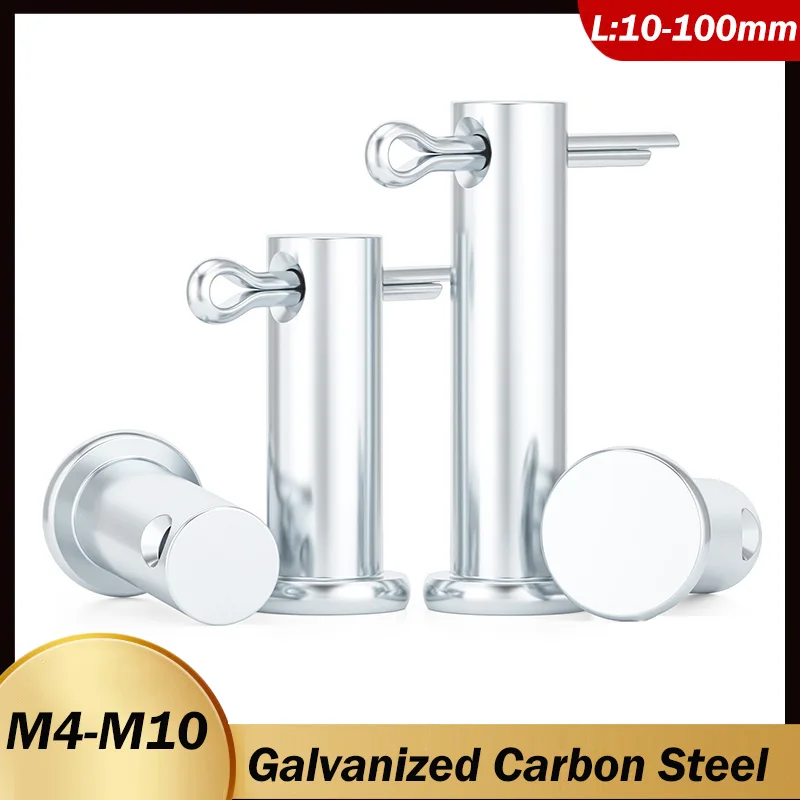 M4 M5 M6 M8 M10 White Zinc Plated Carbon Steel Dowel Pins Flat Head With Hole Dowel Pin Opening Pin Cylindrical Pins L:10-100mm