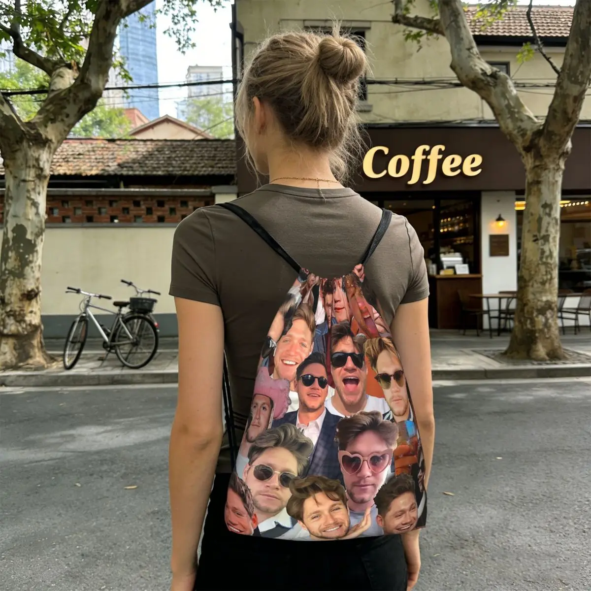 NiallHoran Photo Collage Backpacks Casual Drawstring Bundle Pocket Storage Bag Book Bags for Travel Students