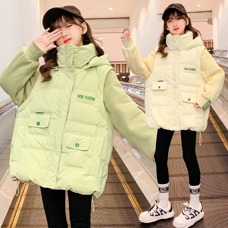 Winter children's patchwork cotton jacket 2022 new luxury design hooded girls' thick cotton coat long sleeved boys' spring cheap