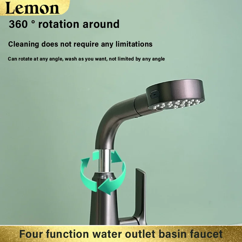 Bathroom Sink Faucet Lift Up Down Stream Sprayer Hot Cold Water Sink Mixer Wash Tap For Bathroom 360° Degree Rotation Tap