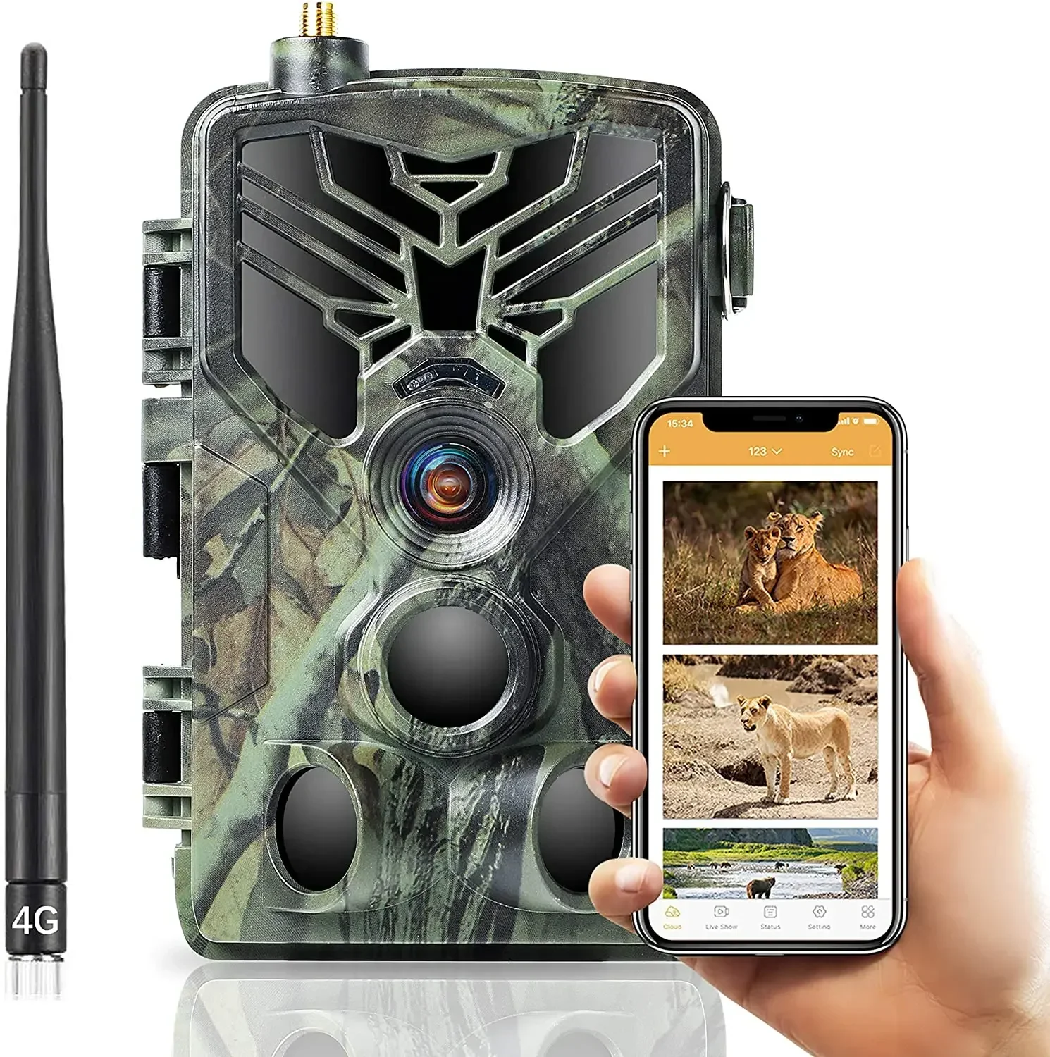 4K 30MP Hunting Camera with APP Cloud 256GB IP65 Live Video 4G Wildlife Trail Camera HC-810pro