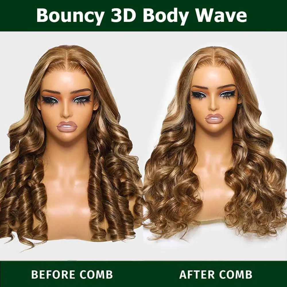 34 بوصة تسليط الضوء على الجسم موجة شعر مستعار شعر الإنسان الدانتيل الباروكات 13x4 HD الدانتيل الباروكة الأمامية 4/27 العسل شقراء الرطب ومموج الدانتيل الجبهة الباروكات
