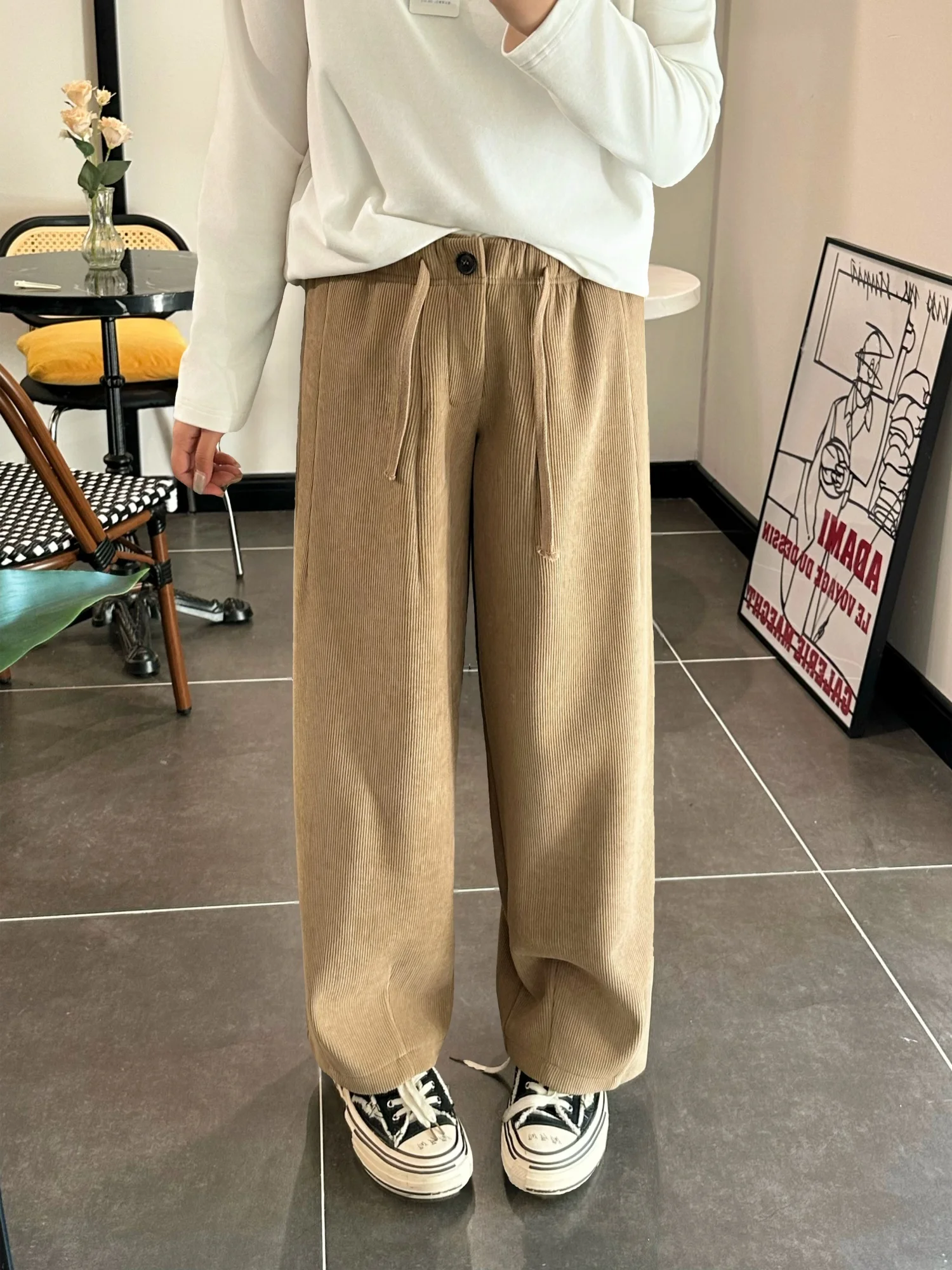 

Модные женские брюки больших размеров на флисовой подкладке, широкие, прямого кроя, с высокой талией, повседневные, зимние, для офиса, в стиле Commute, для полных женщин