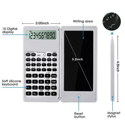 2-In-1 Foldable Scientific Calculator & 5.2 inch Writing Tablet LCD Display For College Office Student Teacher