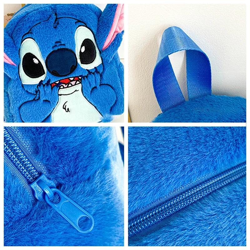 Disney Stitch Plush Schoolbag Cute Plush Backpack Double Shoulder Pack Cartoon Student Backpack Kindergarten Bag Child Gift