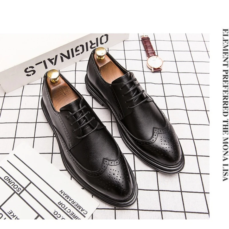 

Высококачественные кожаные броги для мужчин, классические мужские туфли для офиса, свадьбы, повседневной носки и деловых встреч.