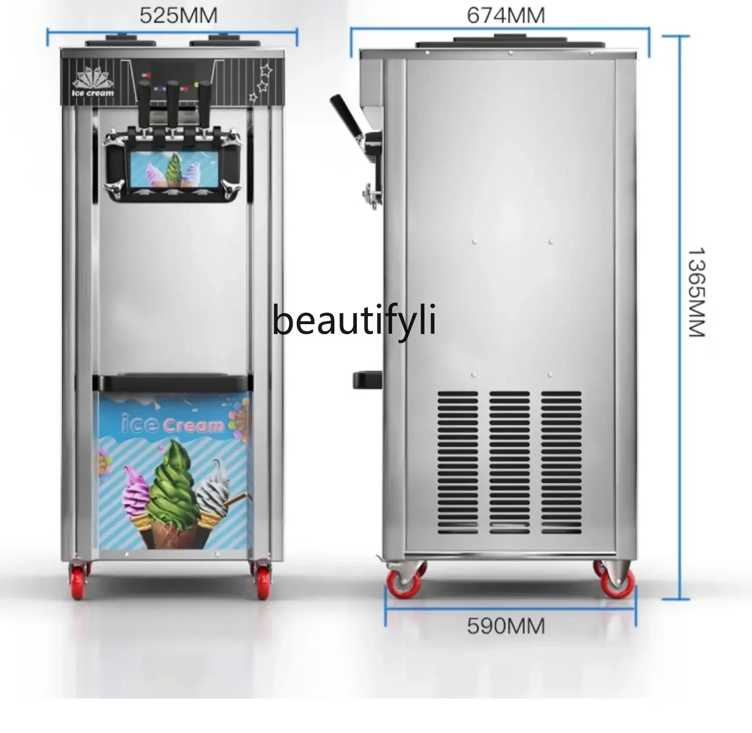 

YH5 Vertical ice cream machine Commercial sundae machine, fully automatic ice cream machine stall machine