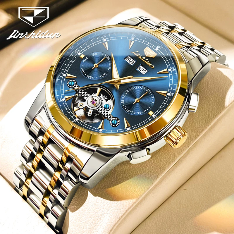 

JSDUN Mens Watches Top Brand Luxury Automatic Mechanical Watch Luminous Waterproof Men Clock Tourbillon Watch Relogio Masculino