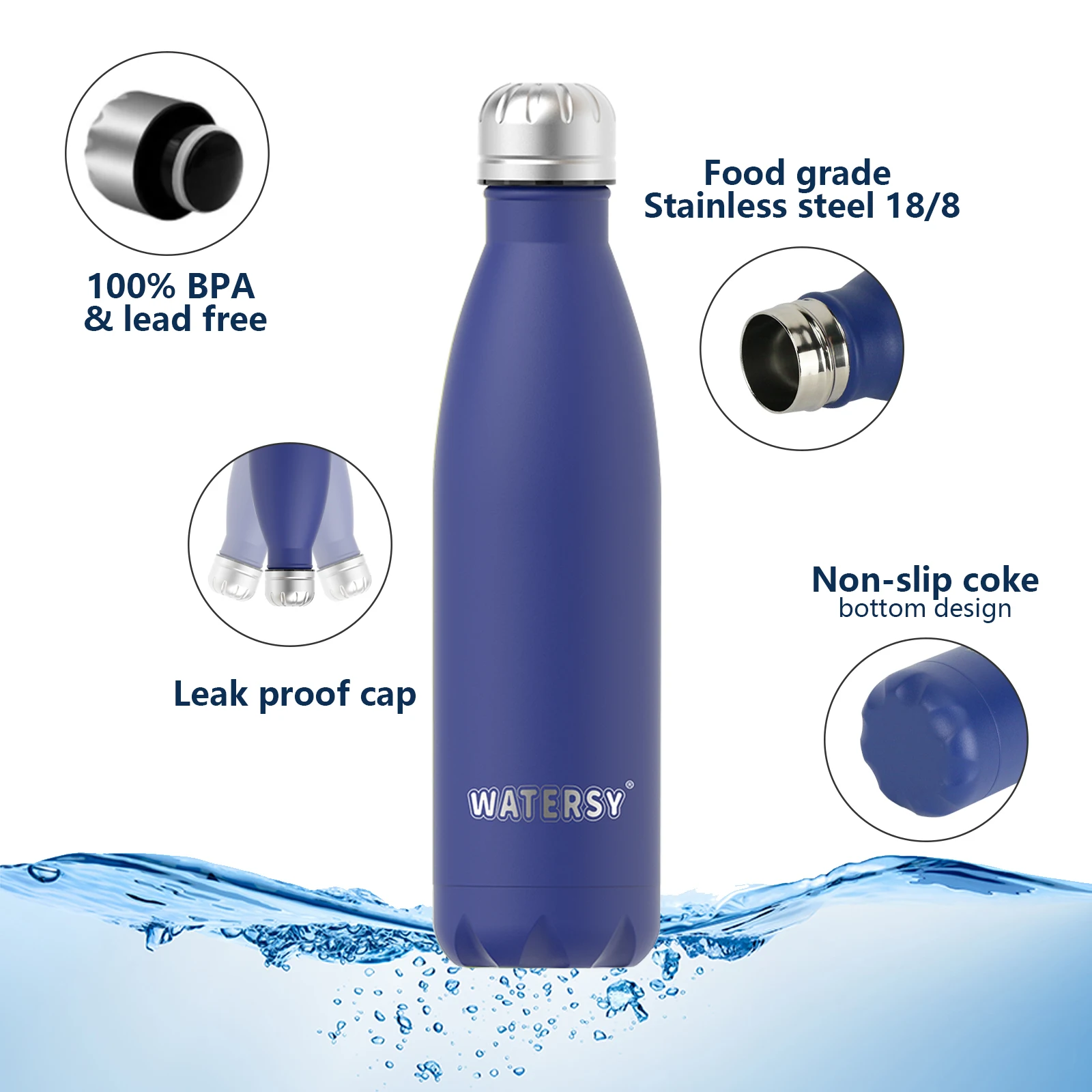 500ML Stainless Steel Water Bottle Vacuum Flask Outdoor Thermal Mug Cold and Hot Insulated Cup Portable Thermal Bike Bottle