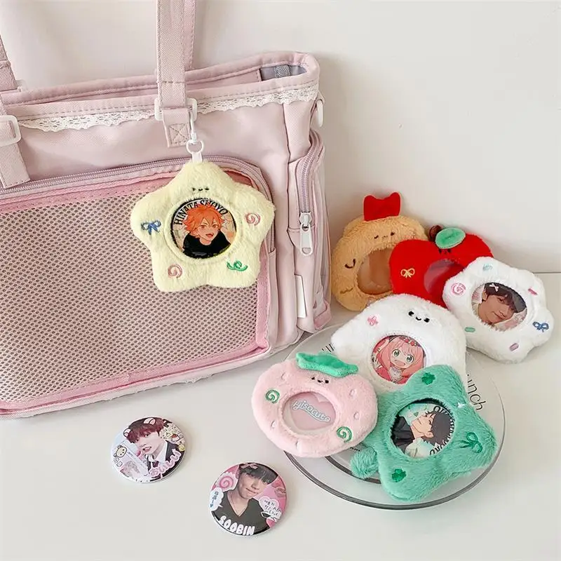 .New Sale.Cute Plush Photocard Holder Anime Keychain Bag Pendant Idol Photo Display Protective Cover Keyring for Badge Storage
