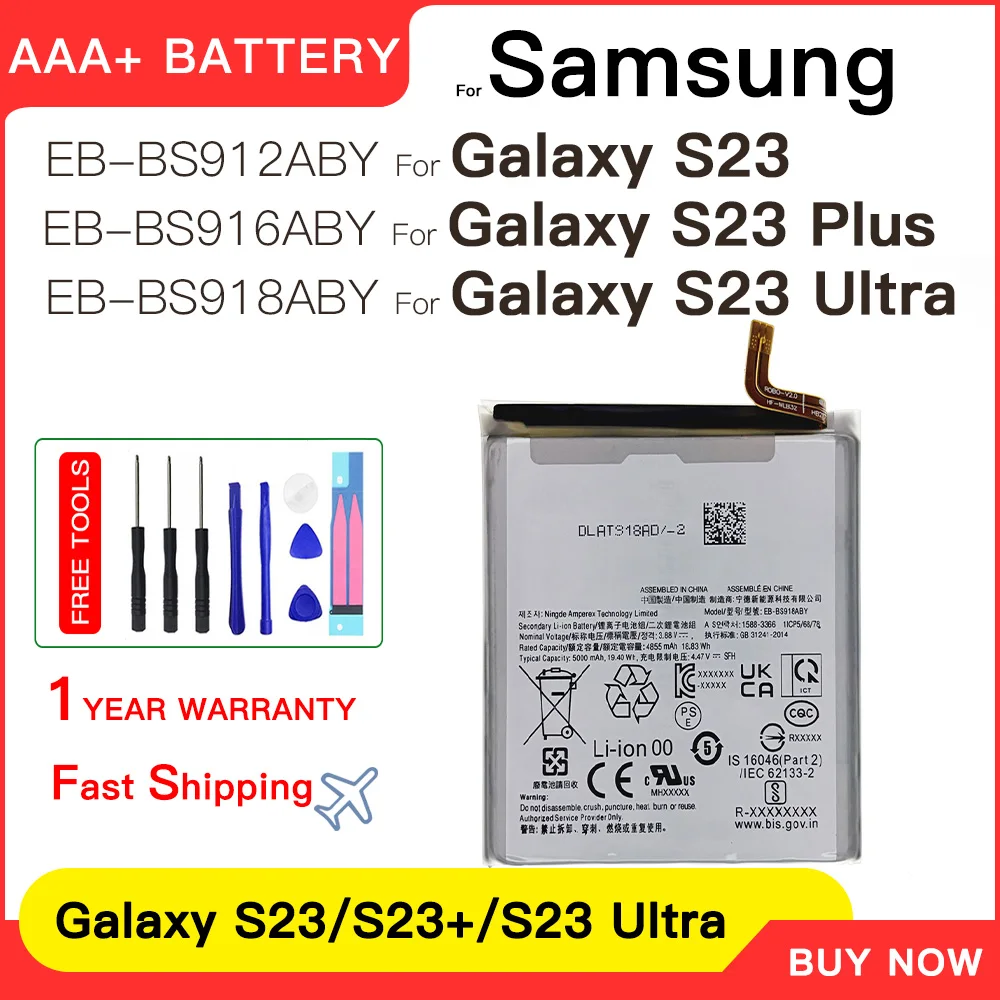 Genuine New EB-BS912ABY EB-BS916ABY EB-BS918ABY Battery For Samsung Galaxy S23+ S23 Plus/Ultra S23Ultra Batteria Batteries+Tools