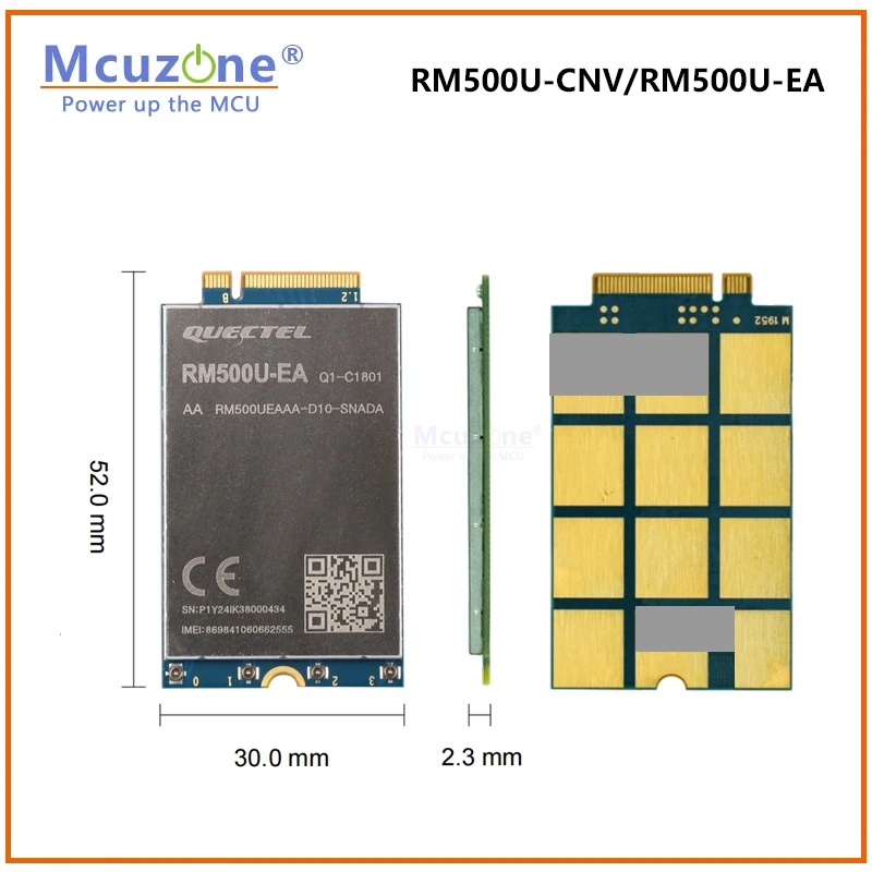 RM500U-CNV,RM500U-EA, Quectel 5G Sub-6 GHz IoT/eMBB module, supports NSA and SA mode 5G/4G/3G, M.2 module