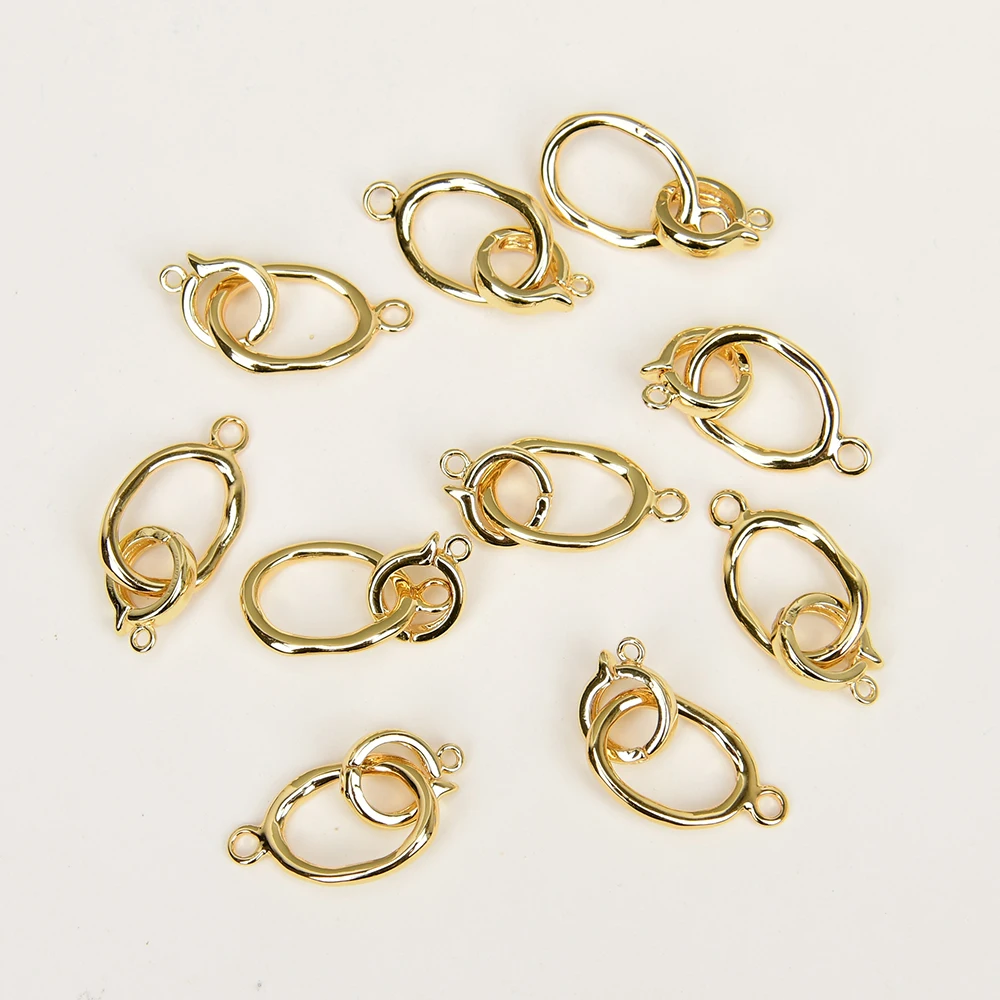 APDGG 10 Pcs Jewelry Findings Circle Bamboo OT Gold Plated Copper Clasps For Pearl Bracelet Necklace Making DIY Craft Accessorie