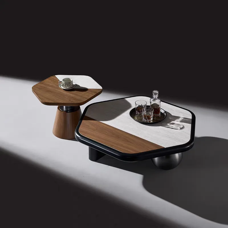 

Italian minimalist home designer villa private club light luxury office area coffee table living room tea table coffee table