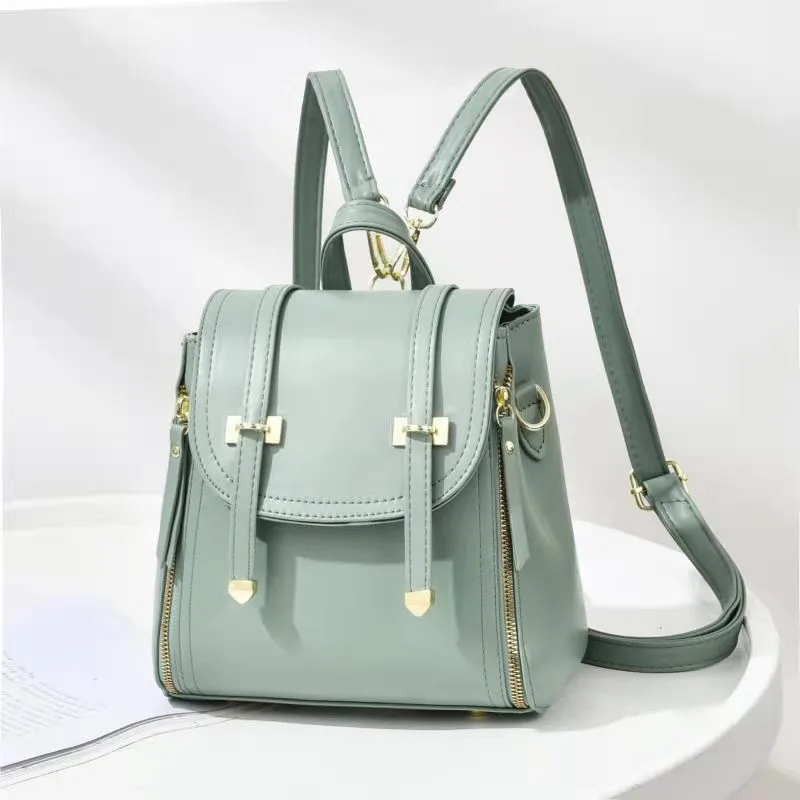 Soft Leather Backpack Female 2022 New Fashion Female Package Big Capacity Handbags Leisure Small Travel Backpack For Women