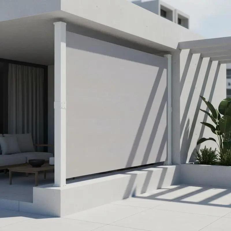 Seitliches Teleskopmarkise Grau 220×300cm Einziehbar Wasserdicht und Windbeständig Privater Schattenspender Sanftes Einziehen Wetterfest Seitliche Markise für Terrasse, Balkon und Garten für