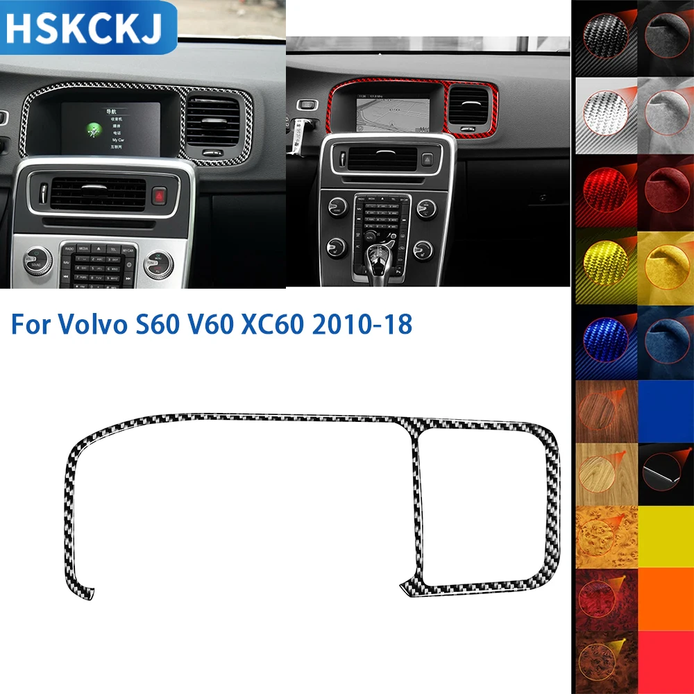 

For Volvo S60 V60 2010-2018 Accessories Carbon Fiber Car Interior Central Console Navigation Frame Cover Trim Sticker