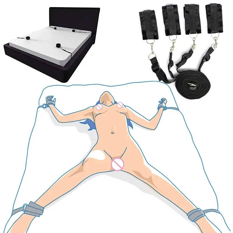 BDSM Bondage Restraint Set for Couples – Adjustable Handcuffs & Ankle Cuffs with Bed Straps,Soft SM Cuffs for Erotic Adult Games