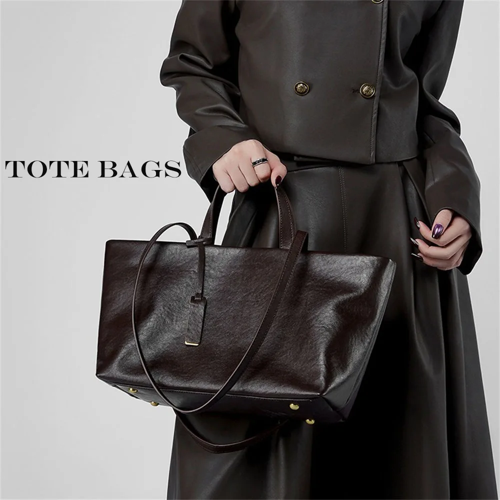 Borse in pelle con strato di testa da donna Borsa tote di design di lusso per stile quotidiano Borsa a tracolla alla moda di grande capacità per donna