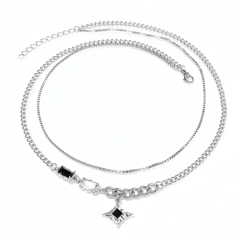 بسيطة متعدد الطبقات سلسلة الترقوة سلسلة قلادة الرجال الرجعية الزركون نجوم قلادة قلادة تصميم الأزياء النساء المجوهرات