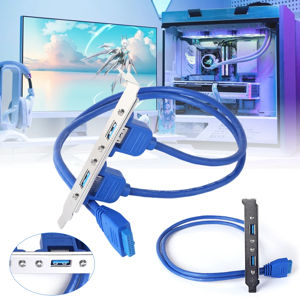 1Pc Bracket Cord Wire Motherboard for PC 20pin To USB 3.0 Front Panel Header Connector Cable Adapter Back Panel Expansion Bracke