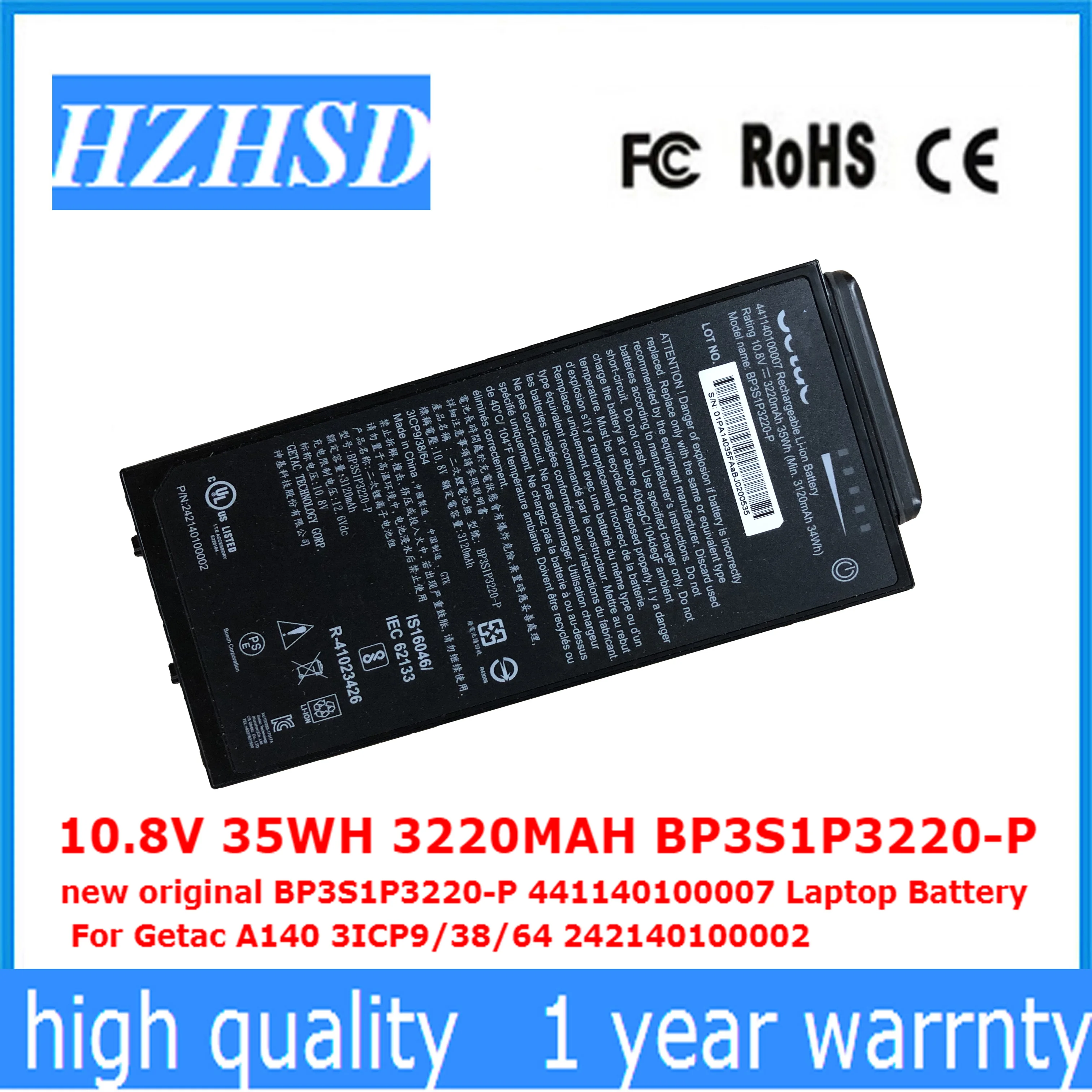 10.8V 35WH 3220MAH BP3S1P3220-P new original BP3S1P3220-P 441140100007 Laptop Battery For Getac A140 3ICP9/38/64 242140100002