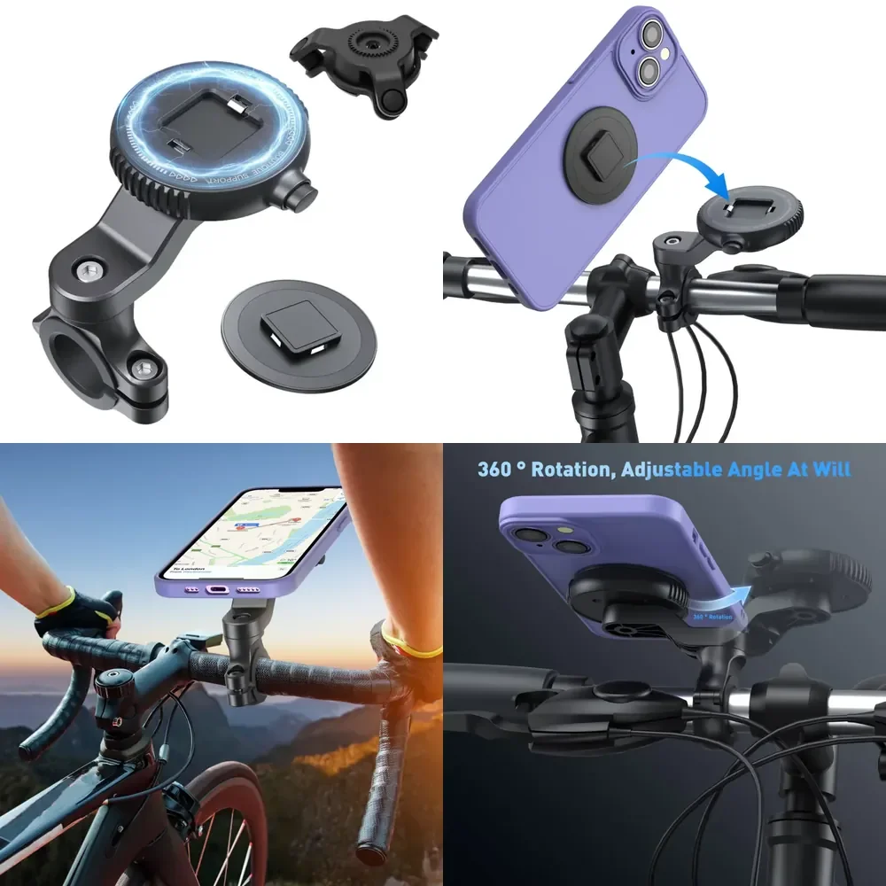 Vibration Dampening Motorcycle Bicycle Mobile Phone Holder with Quick Lock Anti-Shake ABS Material Handlebar Fix for Riding