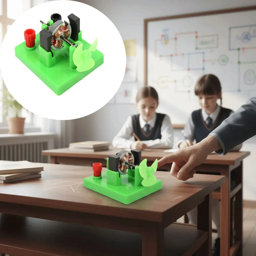 DIY Model DC Electrical Motor Model Green Color ABS+Metal Construction Physics Experiment Aids Electromagnetic Swing