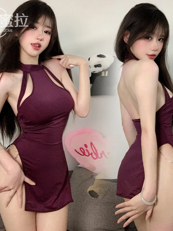 Wine Red Mini Tank Dress Elegant Sweet Korean Women 2024 New Tops Fashion Hollow Out Nightclub Girl Lace Streetwear 9XFW