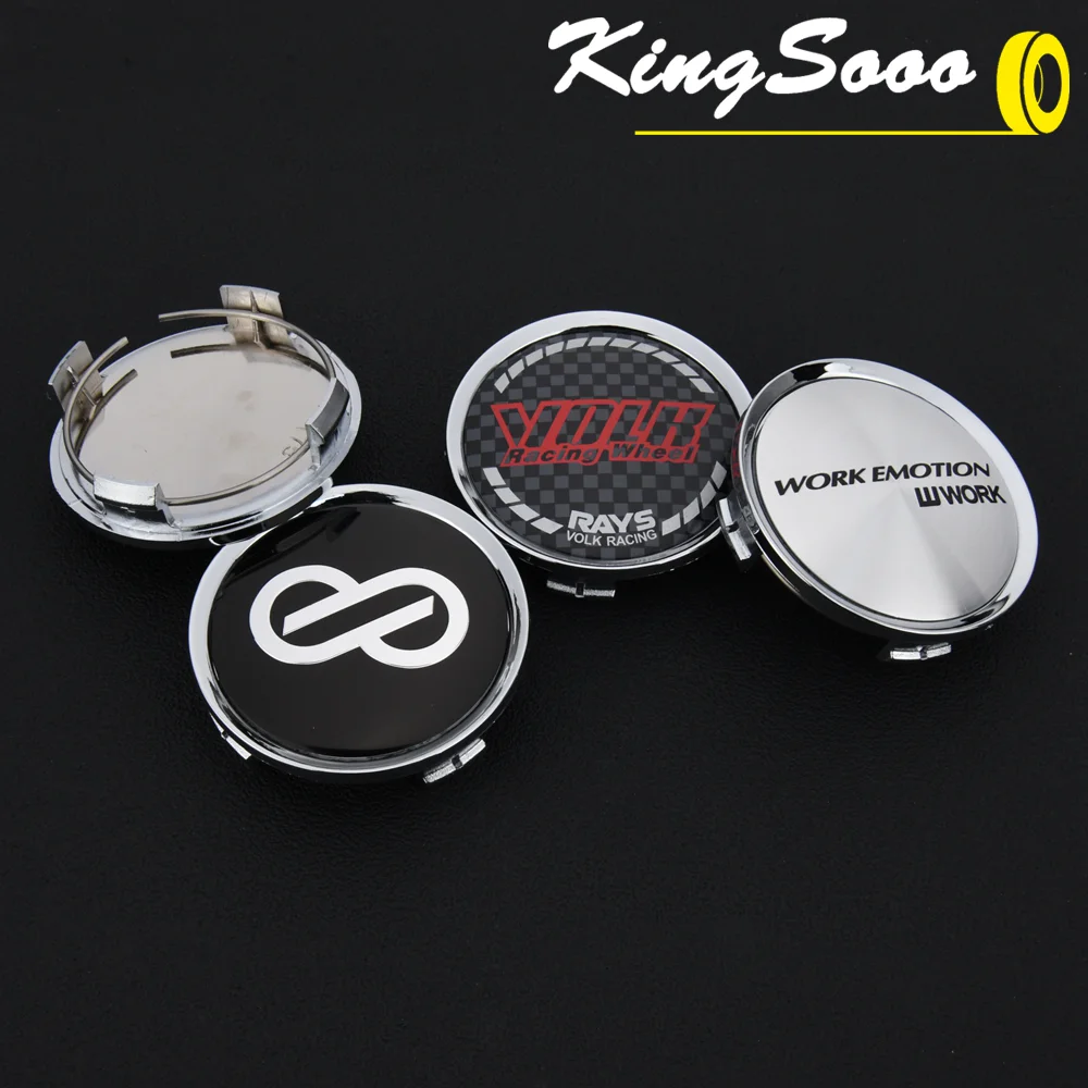 4PCS ENKEI Wheel Cap 74mm OD & Clip 69mm VOLK Rim Caps WORK S1 17 18 19 Center Caps Wheel Cover Hub Cap Black & Silver