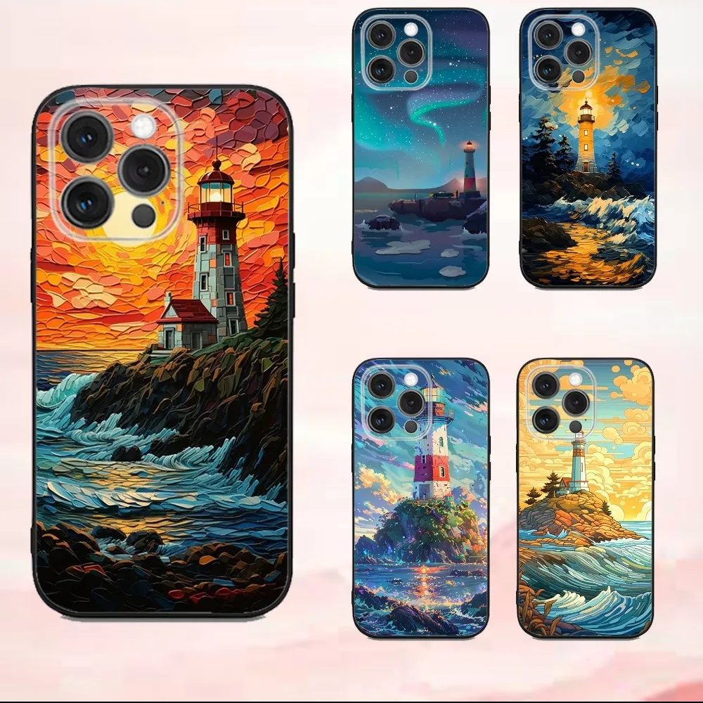 

Seaside Lighthouse Phone Case For iPhone16,se4,15,14,13,12,11,Pro,X,XS,Max,XR,Plus,Mini Soft Black Cover