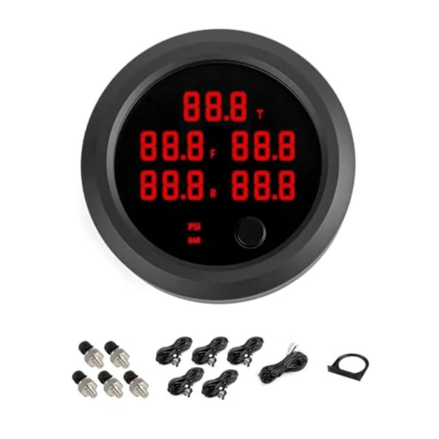 

232PSI Air Pressure Gauge Digital LED Display 12V/24V DC Air Ride Pressure Meter Kit with 1/8NPT Sensor for Air Bag Suspension