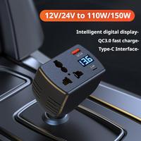 150W Car Power Inverter - DC 12V/24V to AC 220V Converter with Cigarette Lighter Plug QC3.0 USB Charger Port