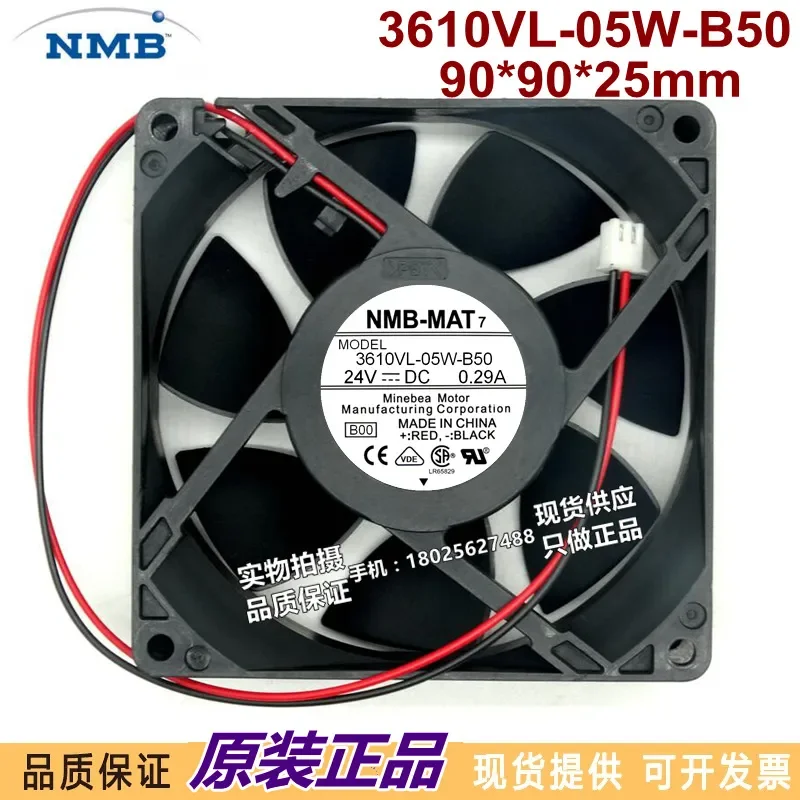 for NMB 3610VL-05W-B50 Original 24V 0.29A 9cm Two-wire Double Ball Bearing Cooling Fan