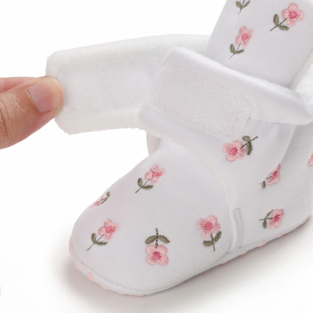 Chaussures en coton décontractées coordonnantes pour bébé, semelle souple, brodées avec peluche et colle chaude, style pastCheveuropéen, automne et hiver