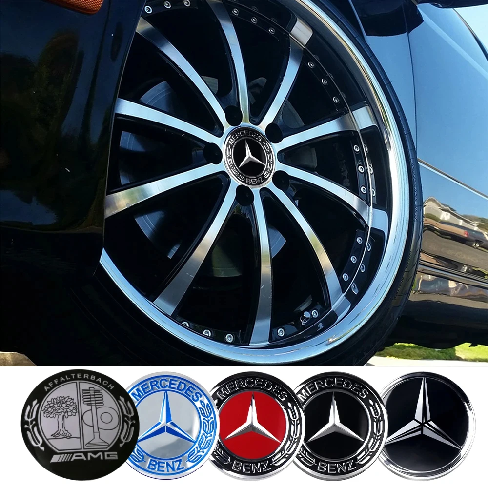 4pcs 65MM Car Wheel Center Covers Stickers Hub Caps Sticker For MERCEDES BENZ AMG W204 W126 W205 W124 W220 W222 C180 C200