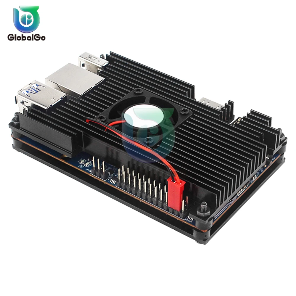 Orange Pi 5 علبة من سبائك الألومنيوم مع مروحة التبريد المصارف الحرارة النشطة والسلبية تبديد الحرارة المعدنية تغليف ل Orange Pi 5