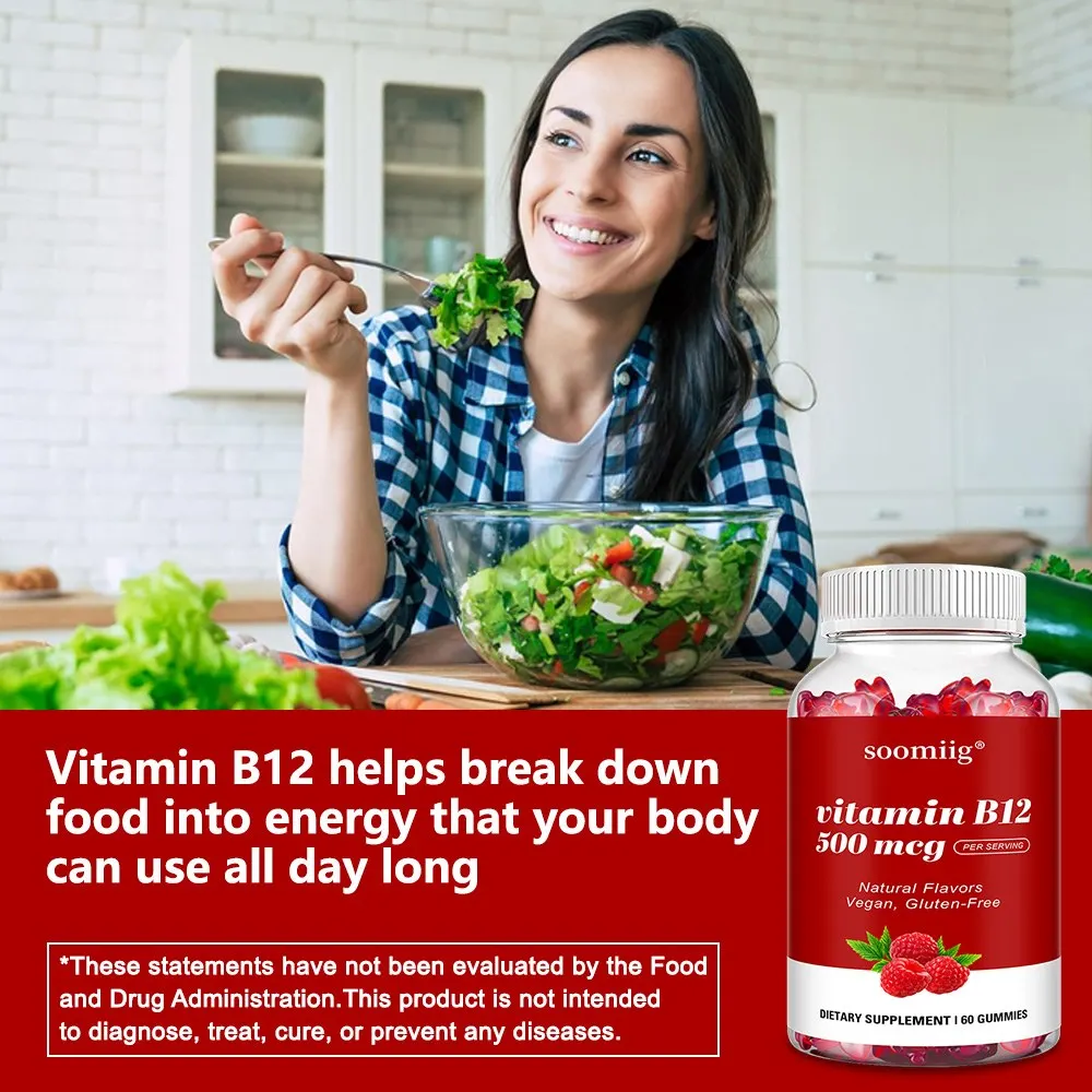 Vitamin B12 Gummies 500mcg - Energy Support, Nerve Support, Skin, Teeth and Heart Health, Calcium Absorption, All-Day Energy